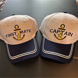 Nautical Themed First Mate and Captain Hats - Navy and White